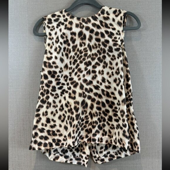 EQUIPMENT Reagan Leopard Print Button Back Silk Cotton Sleeveless Blouse Top - Picture 3 of 7
